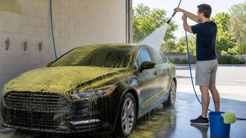 Car Wash After Heavy Pollen: Rinse Before You Wipe