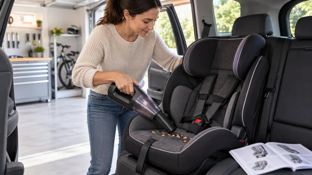Child Car Seat Cleanup: Vacuum, Follow the Manual, Dry