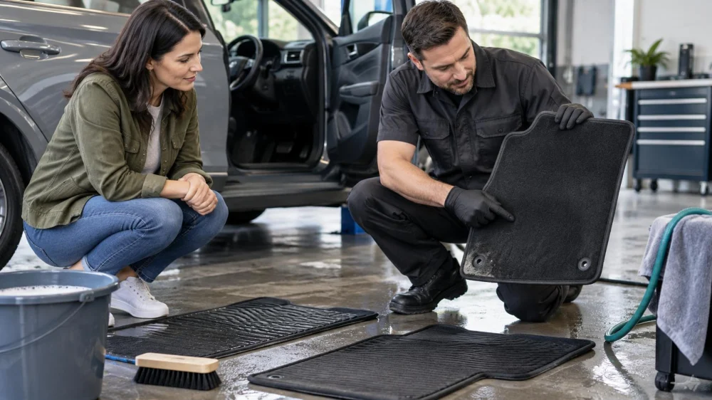 Car Floor Mat Cleaning: Fasteners, Rinsing, and Drying