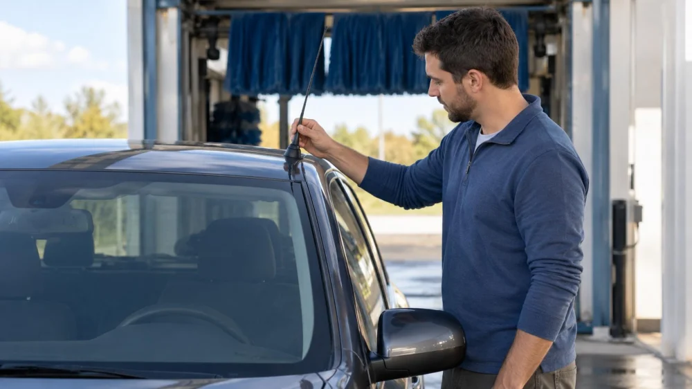 Automatic Car Wash Antenna: Remove, Retract, and Confirm