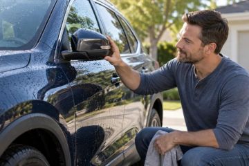 Car Wash Mirror Care: Folding, Water, and Final Check